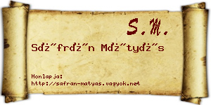 Sáfrán Mátyás névjegykártya