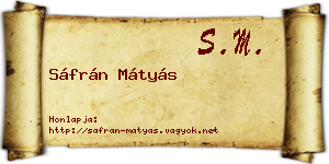 Sáfrán Mátyás névjegykártya